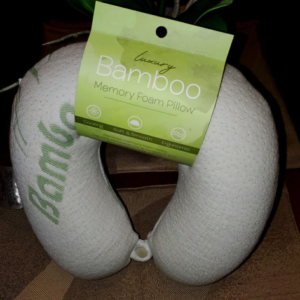 Luxury Bamboo Memory Foam Neck Pillow Travel/Home